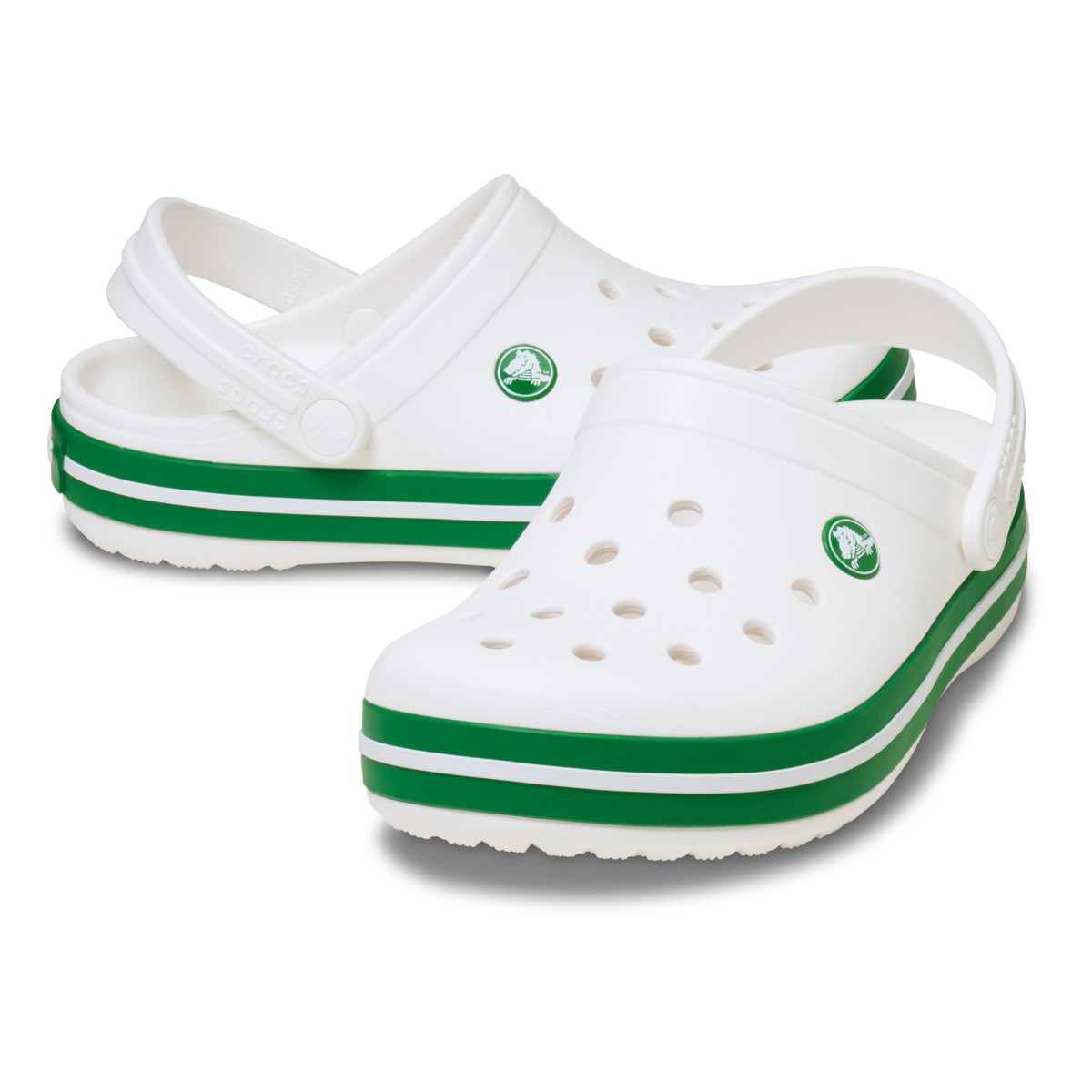 Saboți Crocs Crocband Kid's New Clog Alb - White/Green Ivy
