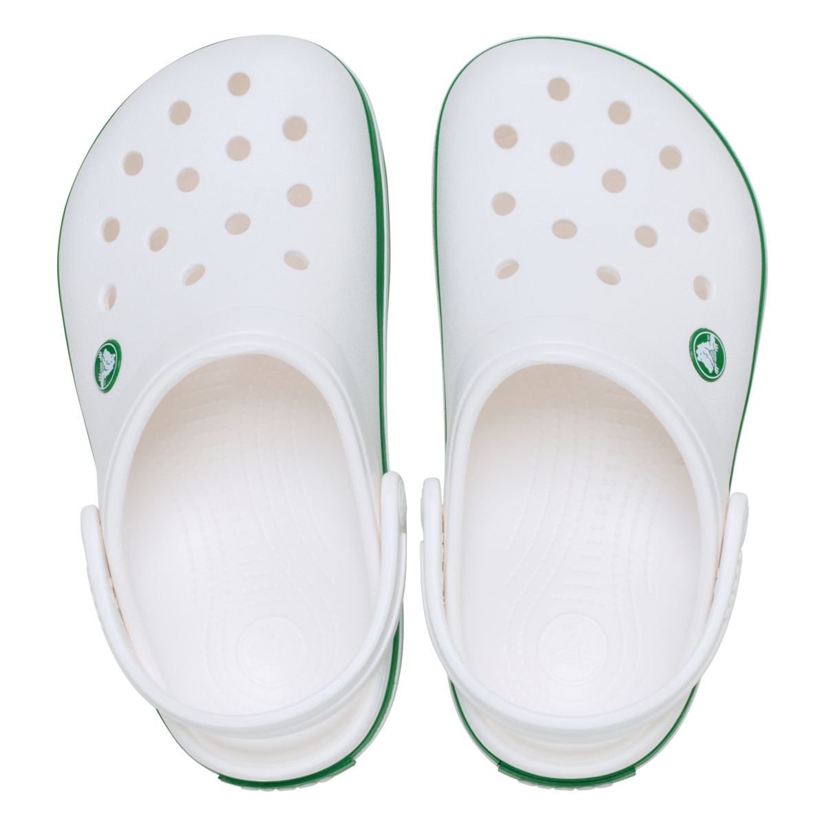 Saboți Crocs Crocband Kid's New Clog Alb - White/Green Ivy