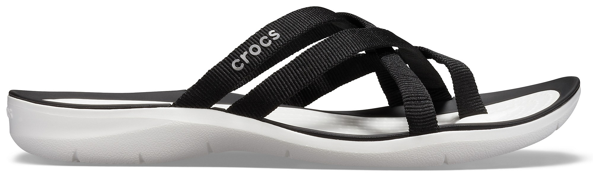 Slapi Crocs Swiftwater Webbing Flip Negru – Black/White Black/White