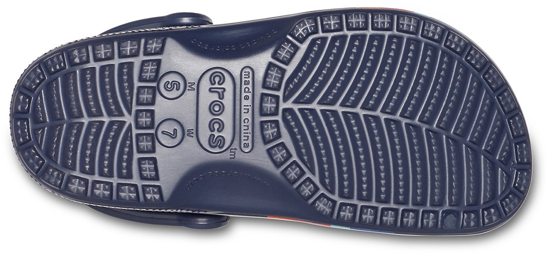 Saboti Crocs Classic Seasonal Graphic Clog Albastru - Navy/Multi - 3 | YEO