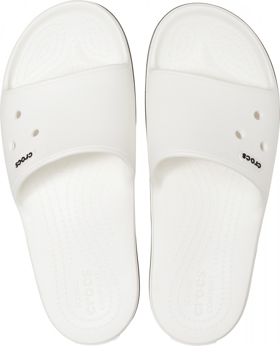 Papuci Crocs Crocband III Slide Alb - White/Black - 2 | YEO