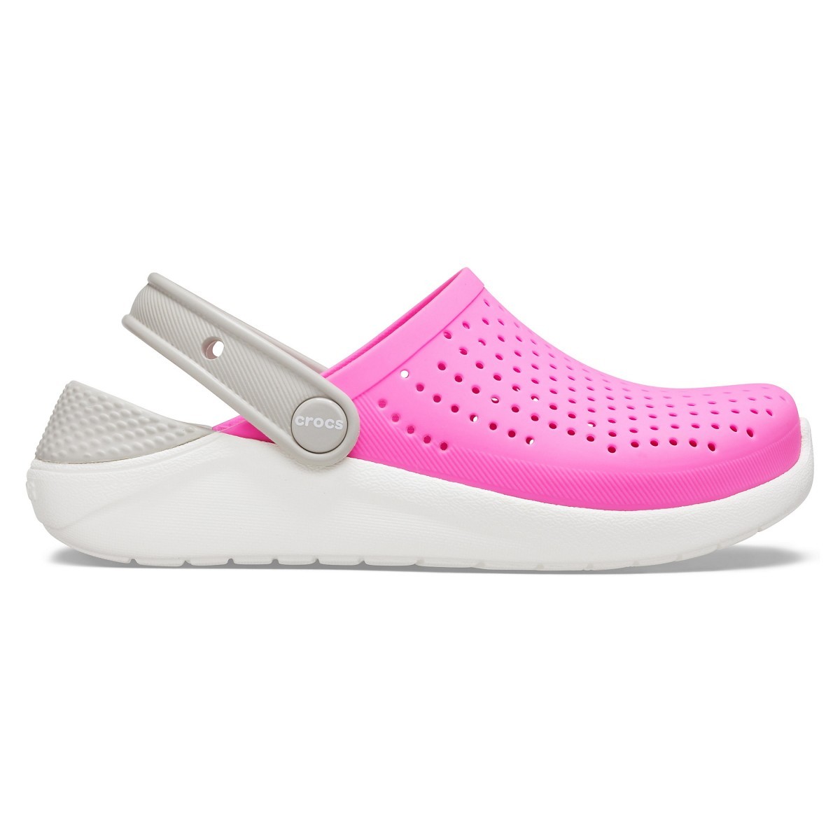 Saboti Crocs Kids\' LiteRide Clog Roz - Electric Pink/White