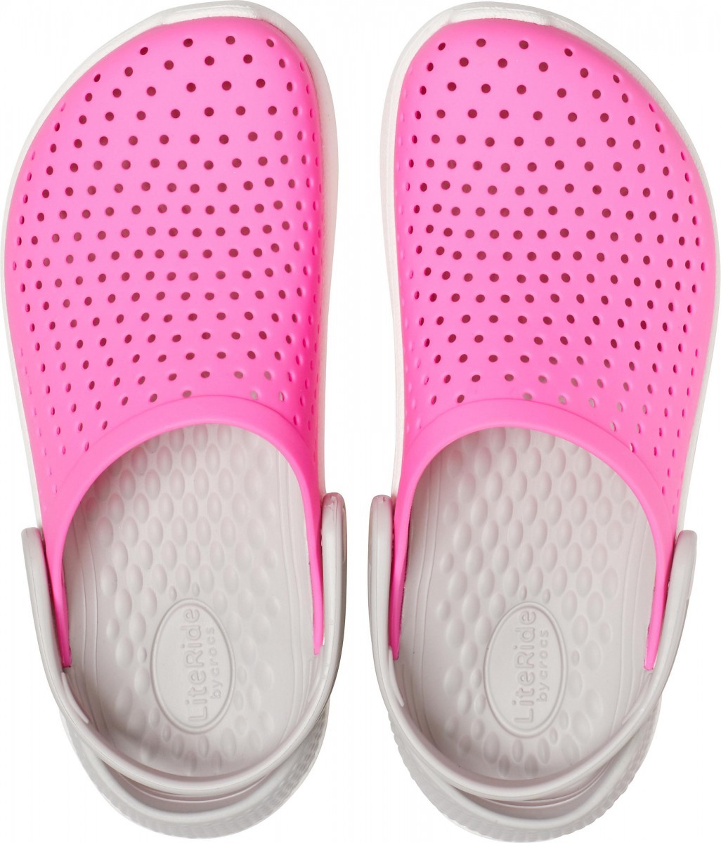 Saboti Crocs Kids\' LiteRide Clog Roz - Electric Pink/White - 2 | YEO