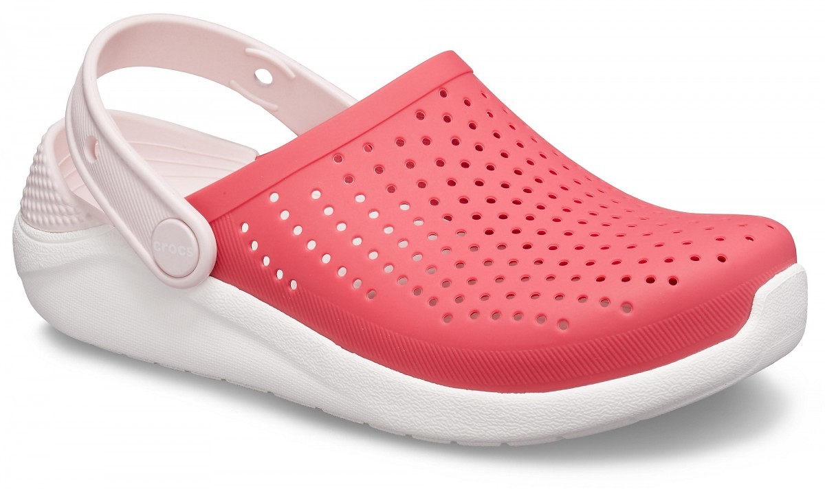 Saboti Crocs Kids\' LiteRide Clog Roz - Poppy/White - 1 | YEO