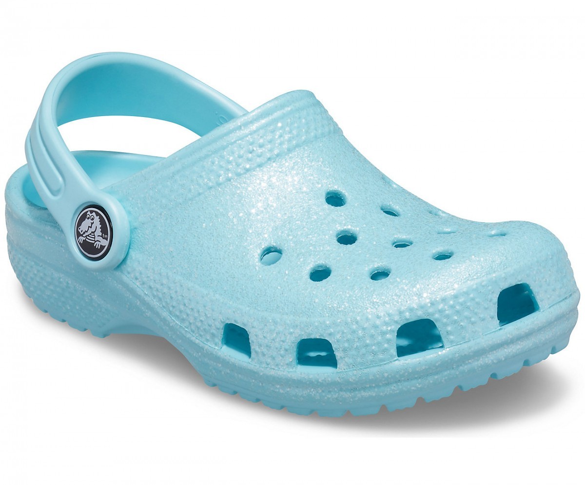 Saboti Crocs Kids\' Classic Glitter Clog Albastru deschis - Ice Blue - 1 | YEO