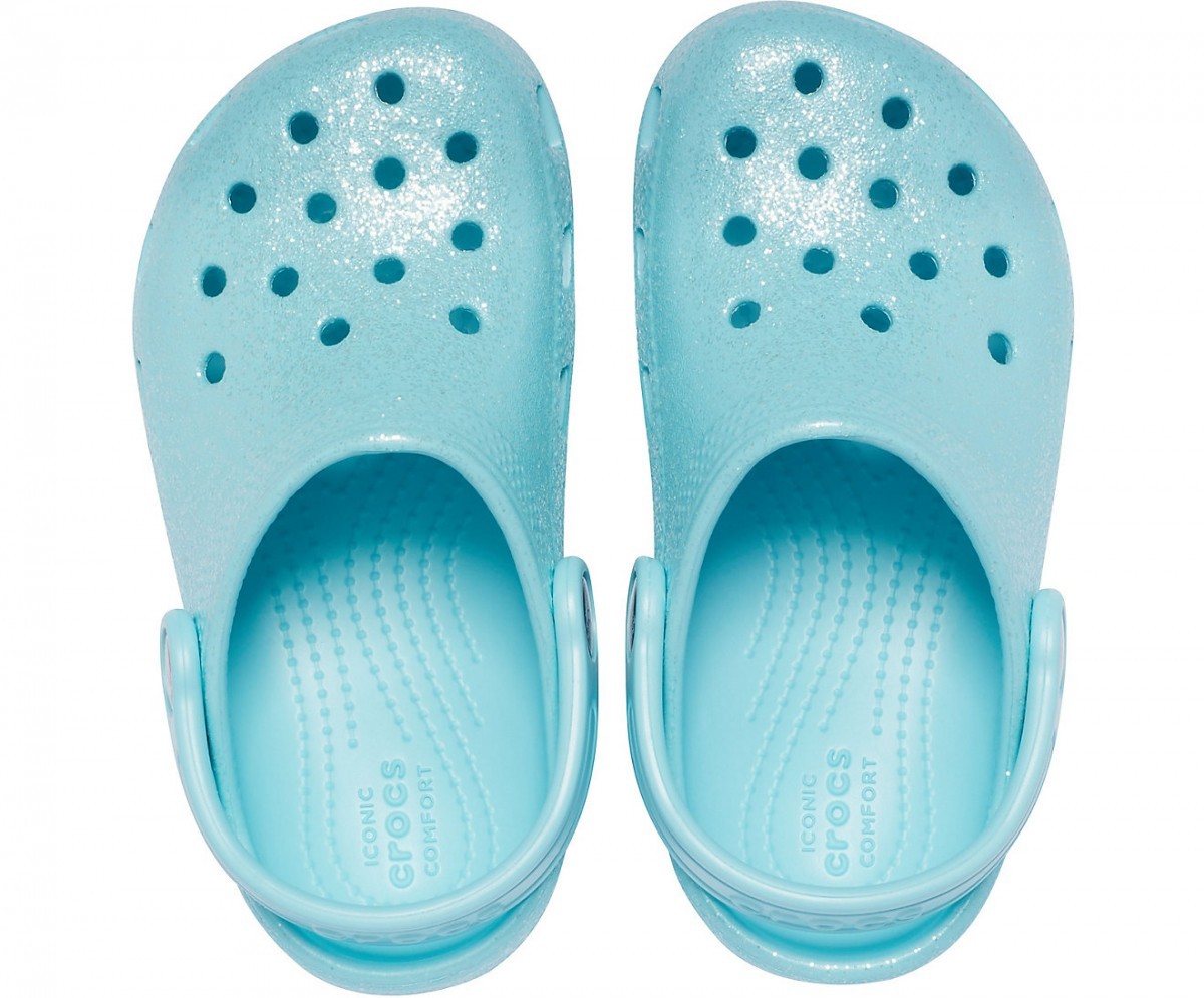 Saboti Crocs Kids\' Classic Glitter Clog Albastru deschis - Ice Blue - 2 | YEO