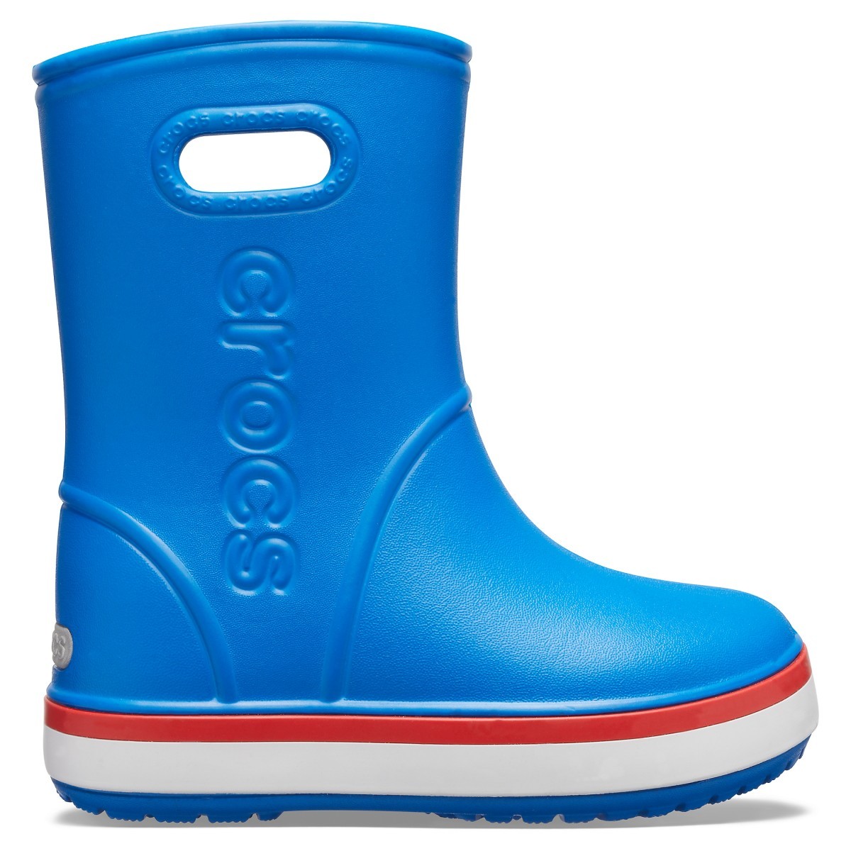 Cizme Crocs Kids\' Crocband Rain Boot Albastru - Bright Cobalt/Flame