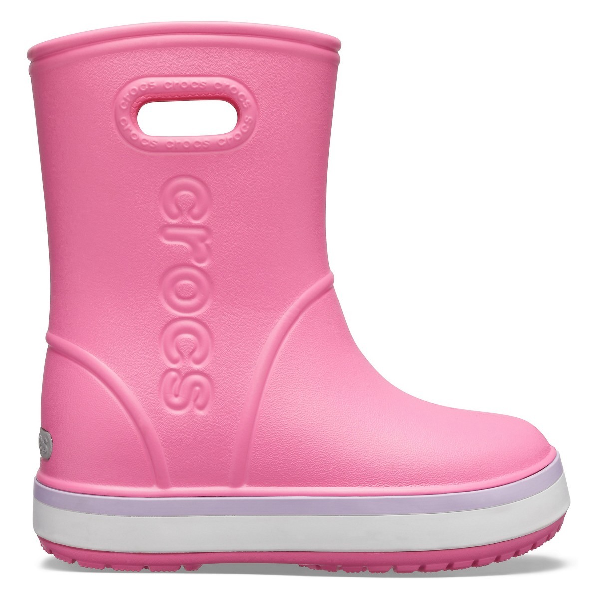 Cizme Crocs Kids\' Crocband Rain Boot Roz - Pink Lemonade/Lavender