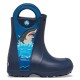 Cizme Crocs Boys' Crocs Fun Lab Shark Patch Rain Boot Culoare Albastru - Navy