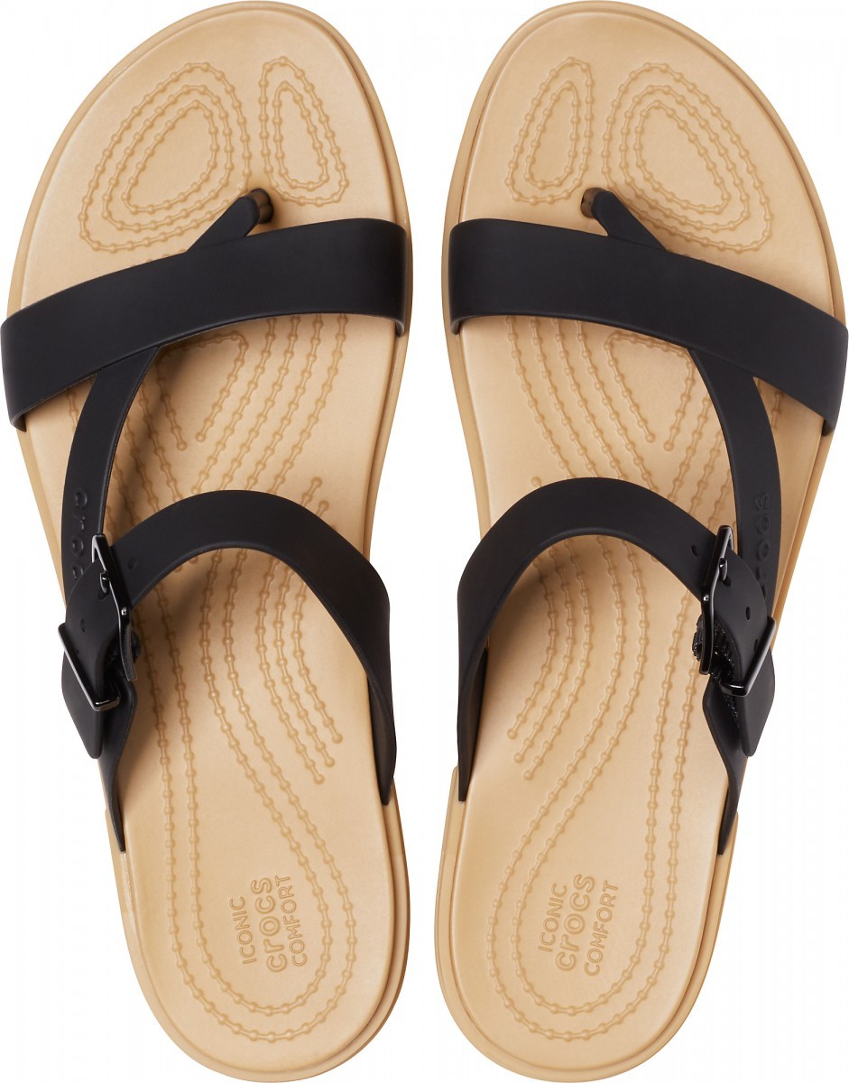 Sandale Crocs Tulum Toe Post Sandal Negru - Black/Tan - 2 | YEO