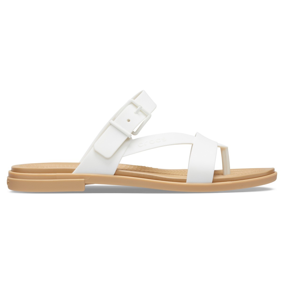 Sandale crocs tulum toe post sandal alb - oyster/tan