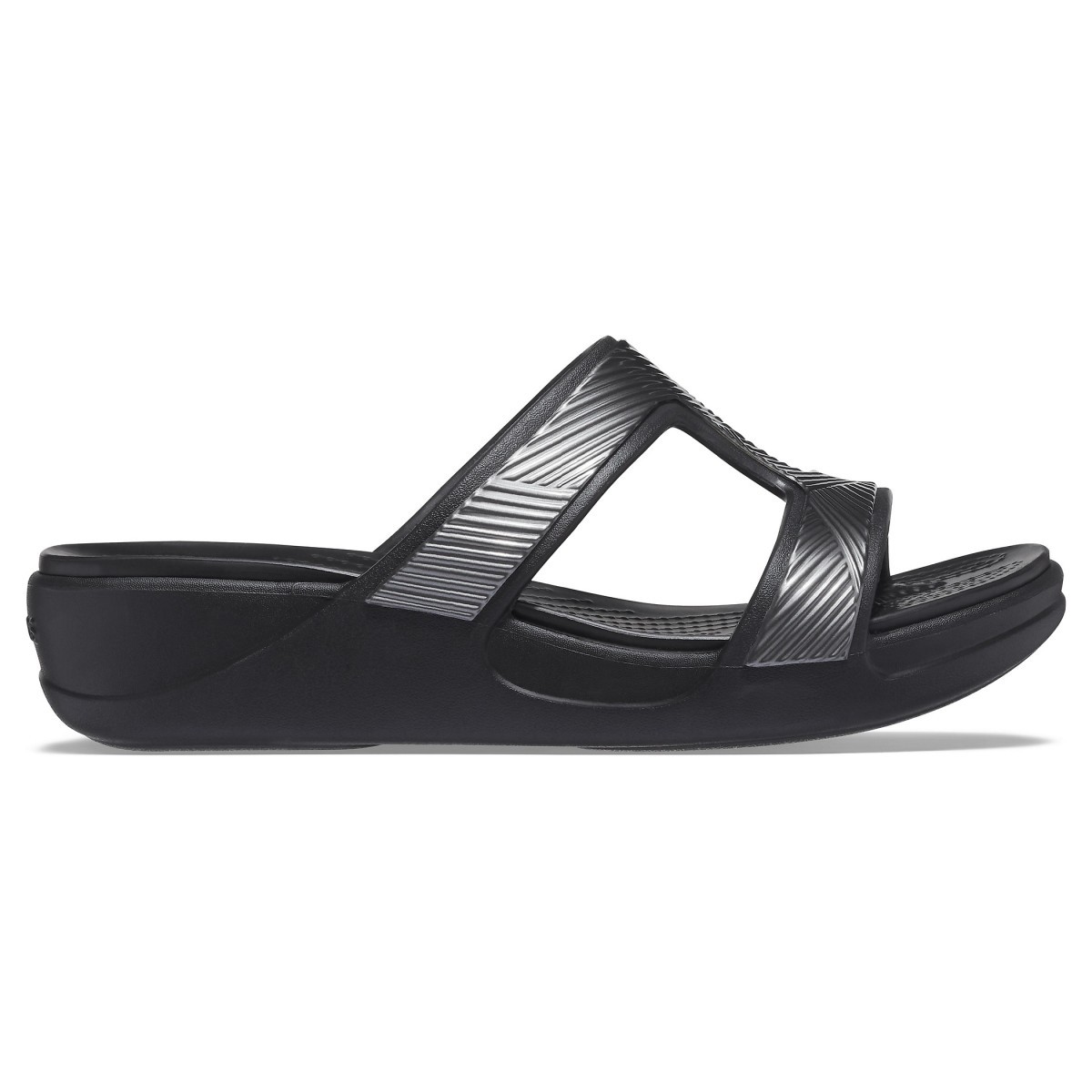 Papuci crocs monterey metallic slip-on wedge negru - black