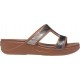 Papuci Crocs Monterey Metallic Slip-On Wedge Culoare Bronz - Bronze