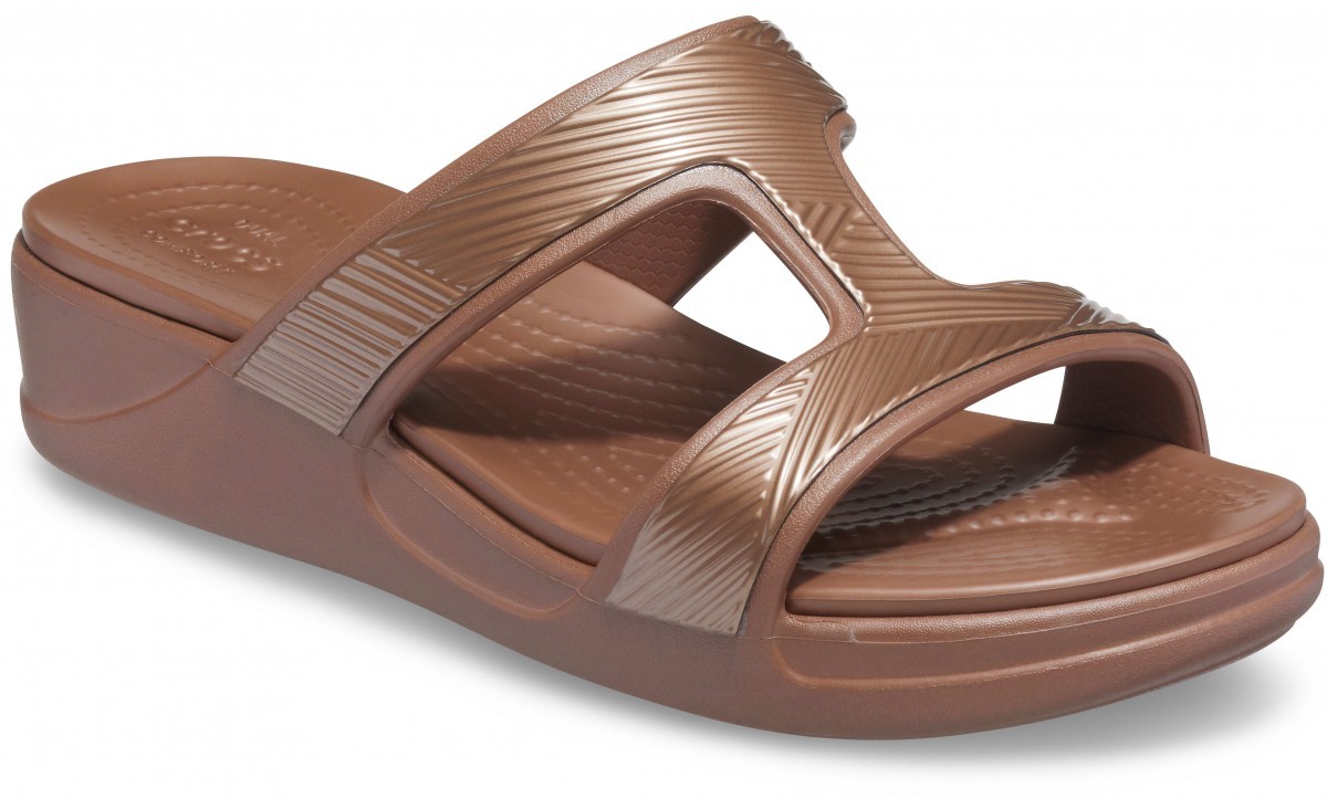 Papuci Crocs Monterey Metallic Slip-On Wedge Bronz - Bronze - 1 | YEO