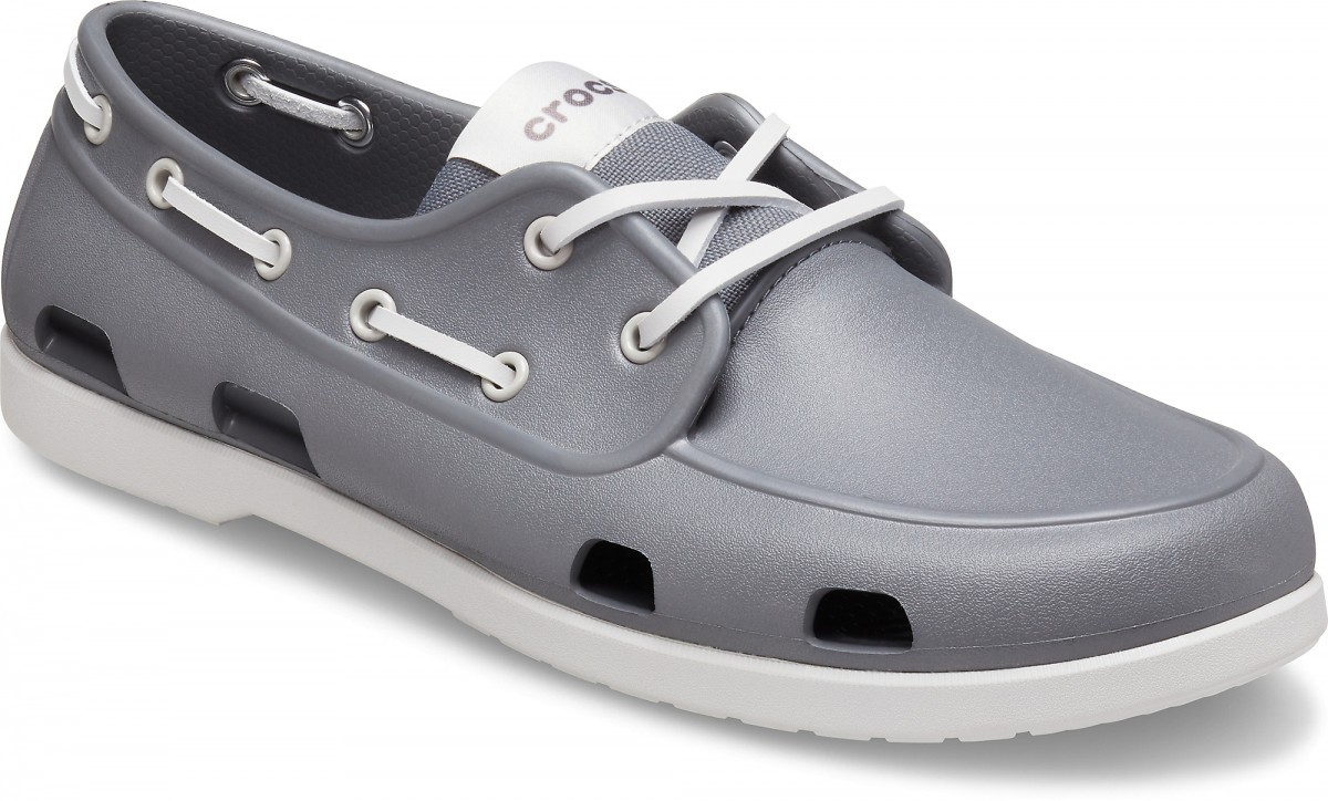 Pantofi Crocs Men\'s Classic Boat Shoe Gri - Slate Grey/Pearl White - 1 | YEO
