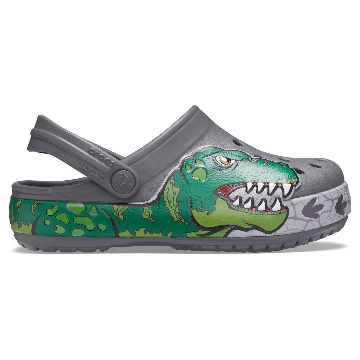 Saboti Crocs Fun Lab Dino Band Lights Clog Gri – Slate Grey Băieți
