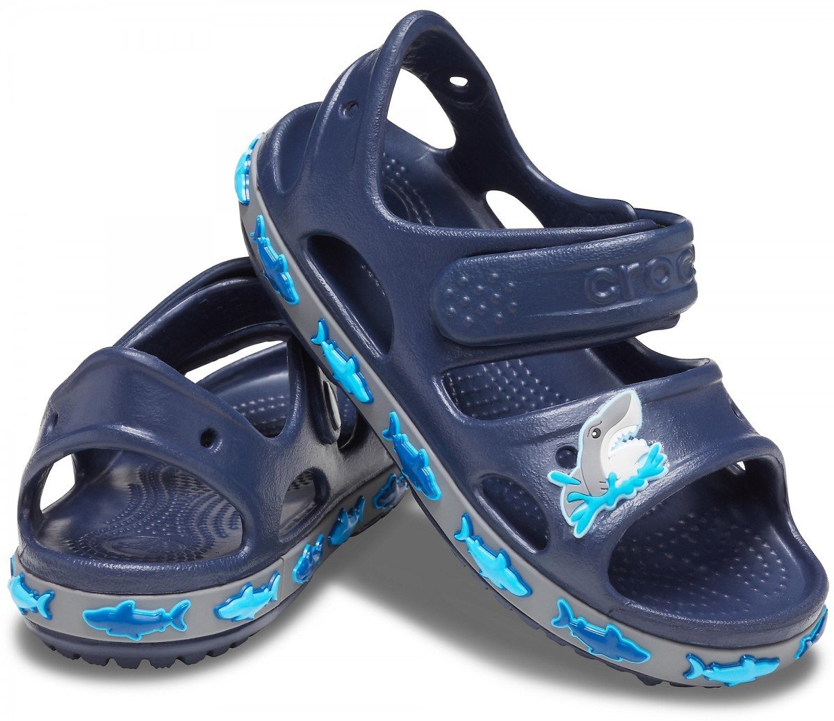 Sandale Crocs Fun Lab Shark Band Sandal B Albastru - Navy - 1 | YEO