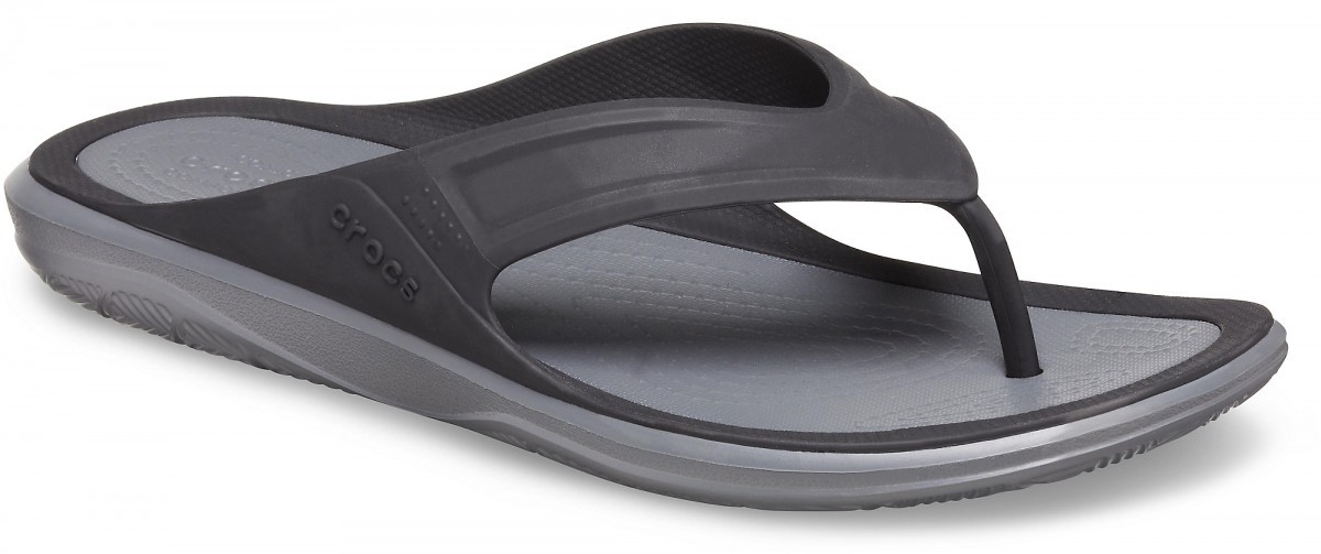 Șlapi Crocs Men\'s Swiftwater Wave Flip Negru - Black/Slate Grey - 1 | YEO
