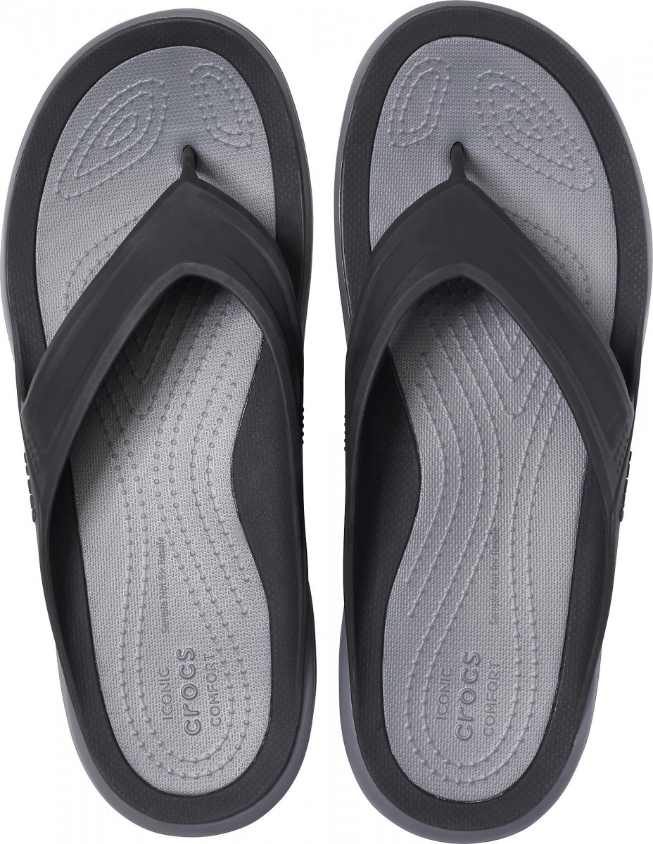 Șlapi Crocs Men\'s Swiftwater Wave Flip Negru - Black/Slate Grey - 2 | YEO