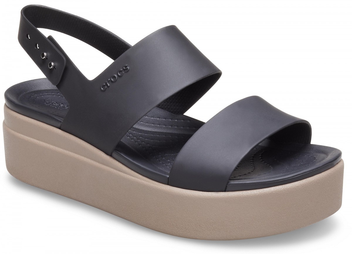 Sandale Crocs Brooklyn Low Wedge Negru - Black/Mushroom - 1 | YEO