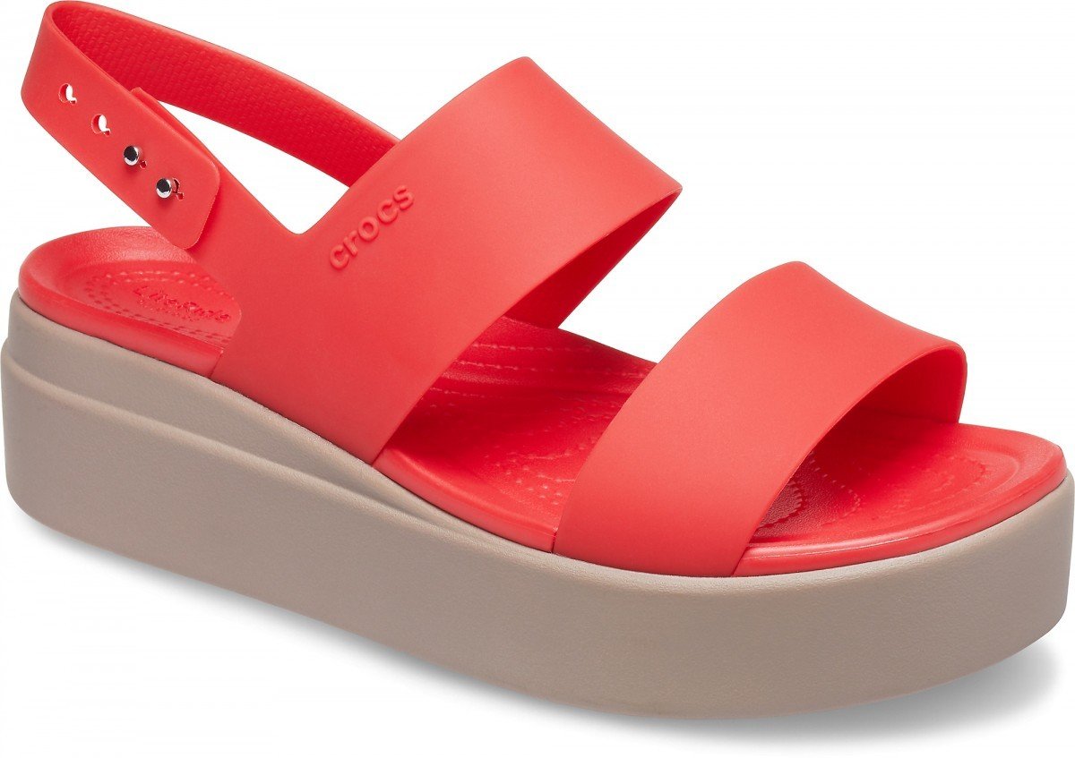 Sandale Crocs Brooklyn Low Wedge Roșu - Flame/Mushroom - 1 | YEO