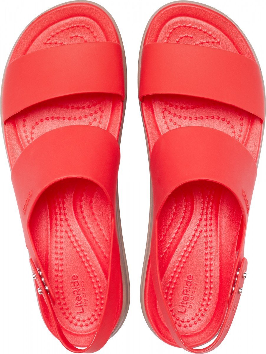 Sandale Crocs Brooklyn Low Wedge Roșu - Flame/Mushroom - 2 | YEO