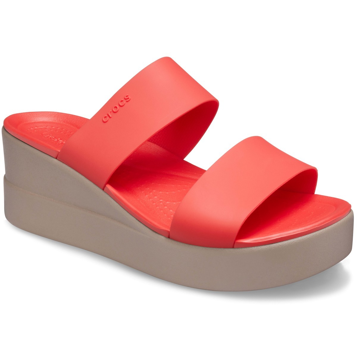 Papuci Crocs Brooklyn Mid Wedge Roșu - Flame/Mushroom